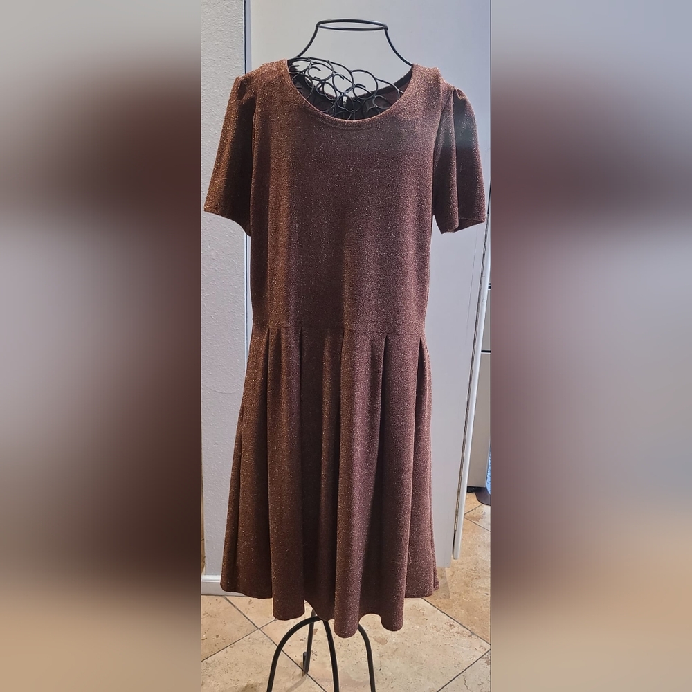 LuLaRoe Shimmery Chocolate Brown Midi Dress